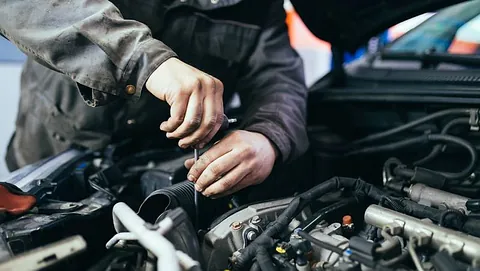 Mechanic working on an engine